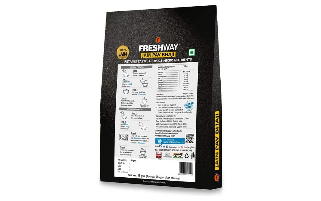 Freshway Jain Pavbhaji    Pack  65 grams